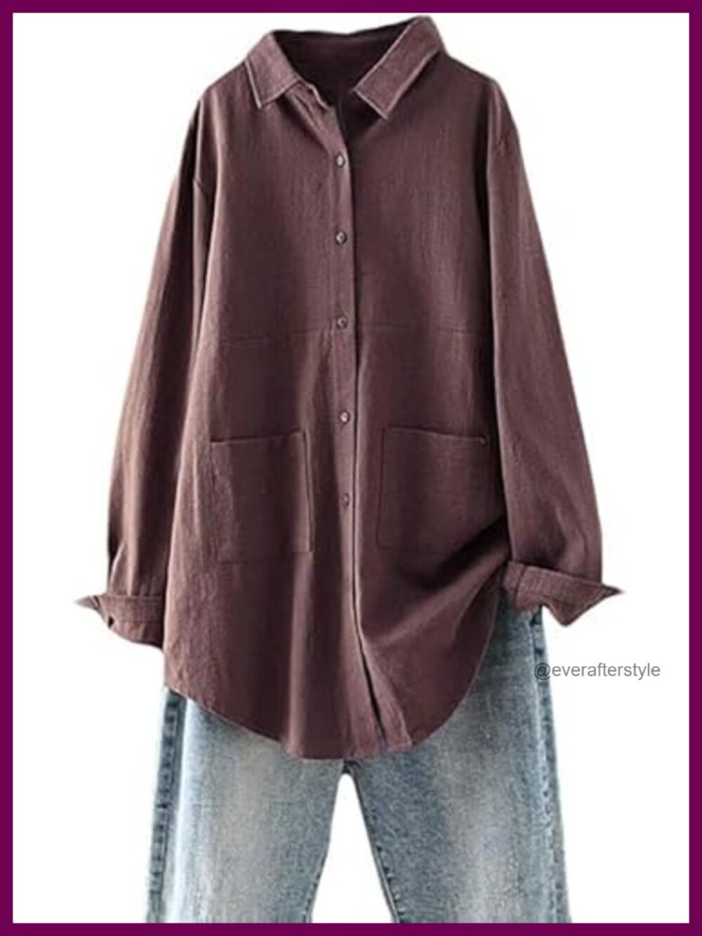 Womens Linen Button Down Tunic Top Long Sleeve Loose Fit Casual Shirt